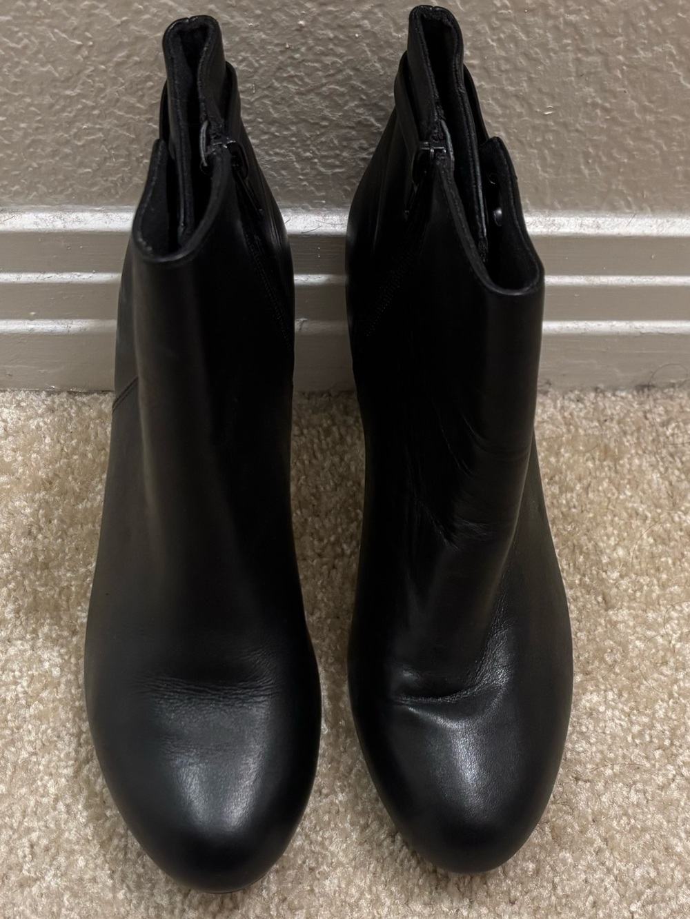 Clarks Black Leather Ankle Booties with Side Zip